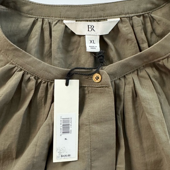 Banana Republic Cotton Voile Shirred Blouse in Army Green | XL | NWT - Picture 10 of 13